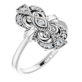 14K Gold Natural Diamond Vintage-Inspired Ring – 1/5 CTW - White Gold