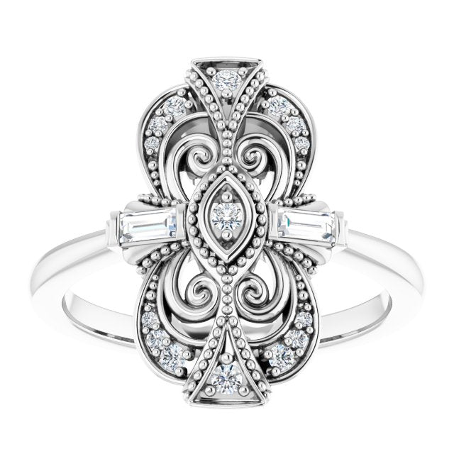 Platinum Natural Diamond Vintage-Inspired Ring – 1/5 CTW - view 3