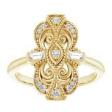 14K Gold Natural Diamond Vintage-Inspired Ring – 1/5 CTW - Yellow Gold - view 3