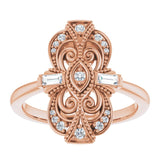 14K Gold Natural Diamond Vintage-Inspired Ring – 1/5 CTW - Rose Gold - view 3