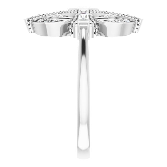 Platinum Natural Diamond Vintage-Inspired Ring – 1/5 CTW - view 4