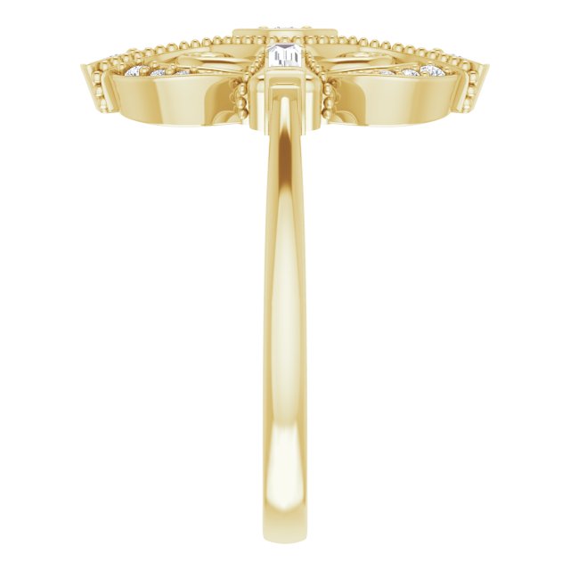 14K Gold Natural Diamond Vintage-Inspired Ring – 1/5 CTW - Yellow Gold - view 4