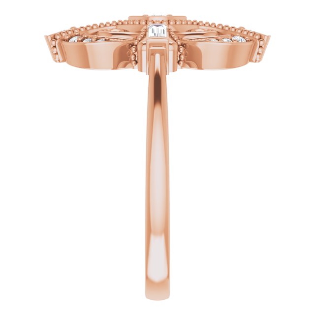14K Gold Natural Diamond Vintage-Inspired Ring – 1/5 CTW - Rose Gold - view 4