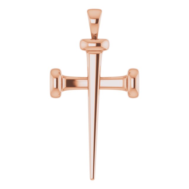 14K Gold Nail Cross Necklace or Pendant - Rose Gold