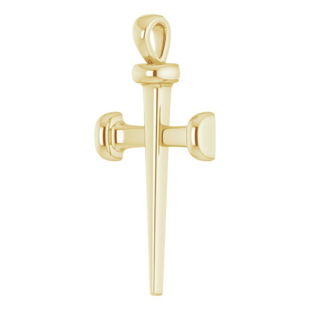 14K Gold Nail Cross Necklace or Pendant - Yellow Gold - view 2