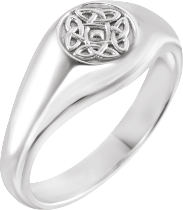 Men's 14K Gold Celtic-Inspired Ring - White Gold