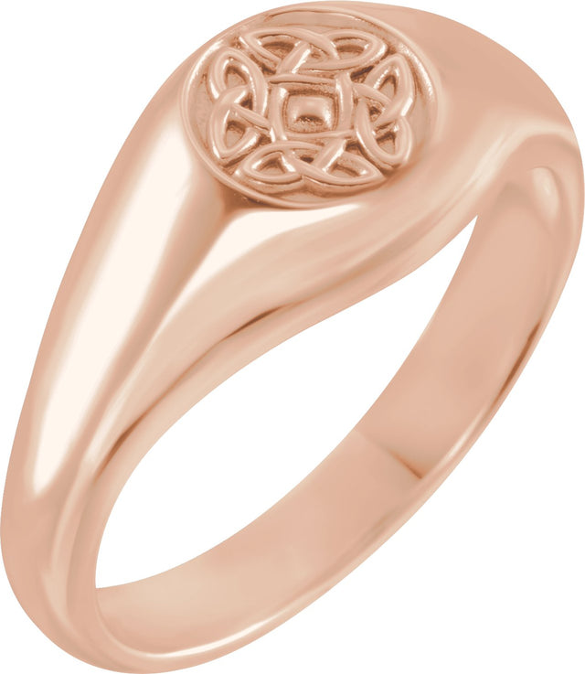 Men's 14K Gold Celtic-Inspired Ring - Rose Gold