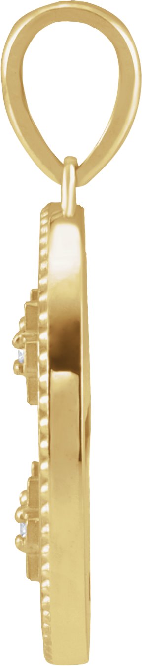 14K Gold Round Natural Diamond Jerusalem Cross Necklace or Pendant - Yellow Gold - view 2