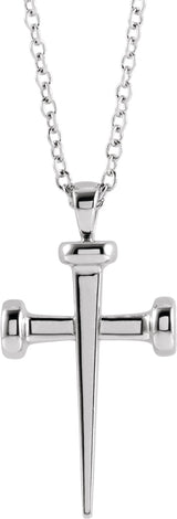 Platinum Nail Cross Necklace or Pendant