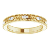 14K Gold Natural Diamond Beaded Band – 1/3 CTW - Yellow Gold - view 3