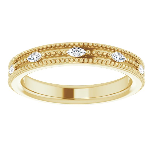 14K Gold Natural Diamond Beaded Band – 1/3 CTW - Yellow Gold - view 3