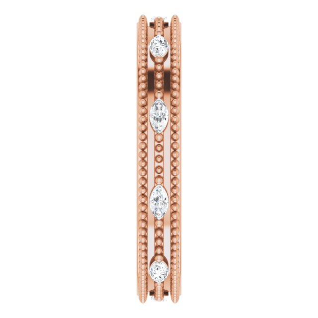 14K Gold Natural Diamond Beaded Band – 1/3 CTW - Rose Gold - view 4