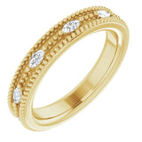 14K Gold Natural Diamond Beaded Band – 1/3 CTW - Yellow Gold
