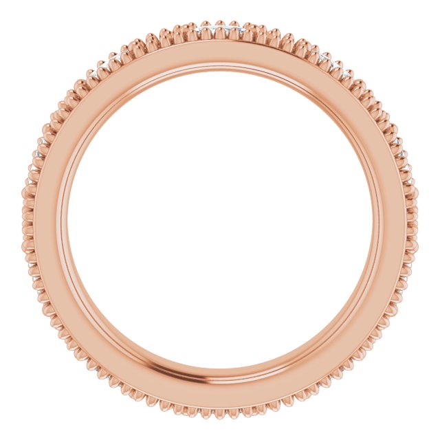 14K Gold Natural Diamond Beaded Band – 1/3 CTW - Rose Gold - view 2