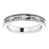 14K Gold Natural Diamond Beaded Band – 1/3 CTW - White Gold - view 3