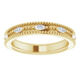 14K Gold Natural Diamond Beaded Band – 1/3 CTW - Yellow Gold - view 3