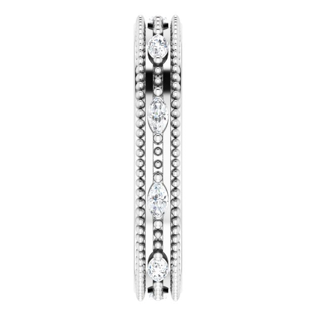 Platinum Natural Diamond Beaded Band – 1/3 CTW - view 4