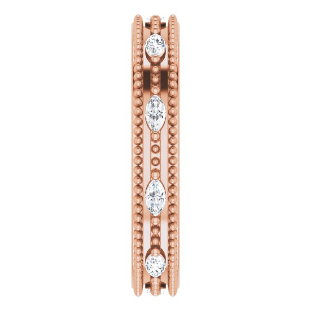 14K Gold Natural Diamond Beaded Band – 1/3 CTW - Rose Gold - view 4