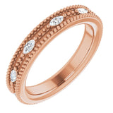 14K Gold Natural Diamond Beaded Band – 1/3 CTW - Rose Gold
