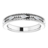 14K Gold Natural Diamond Beaded Band – 1/3 CTW - White Gold - view 3