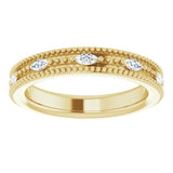 14K Gold Natural Diamond Beaded Band – 1/3 CTW - Yellow Gold - view 3