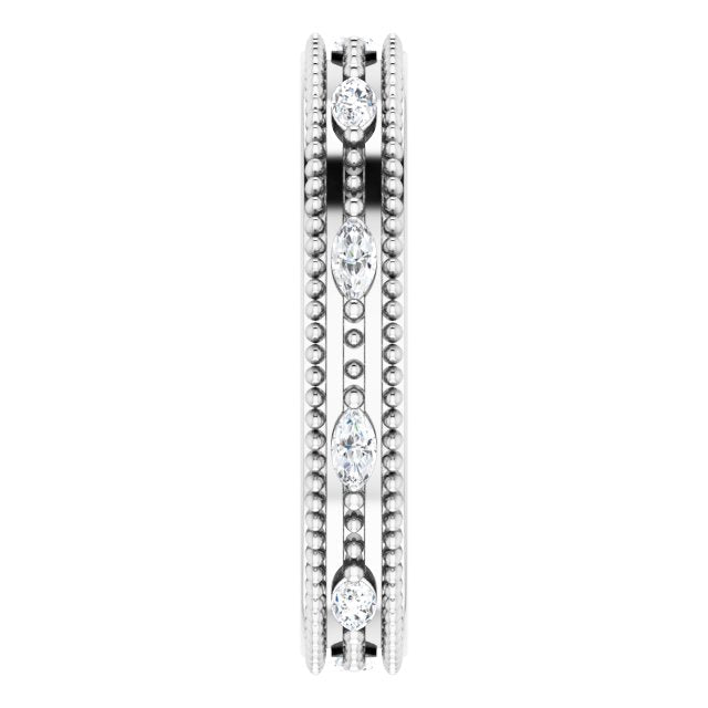 Platinum Natural Diamond Beaded Band – 1/3 CTW - view 4