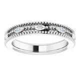 14K Gold Natural Diamond Beaded Band – 1/3 CTW - White Gold - view 3