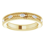 14K Gold Natural Diamond Beaded Band – 1/3 CTW - Yellow Gold - view 3