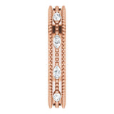 14K Gold Natural Diamond Beaded Band – 1/3 CTW - Rose Gold - view 4