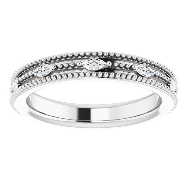 Platinum Natural Diamond Beaded Band – 1/3 CTW - view 3