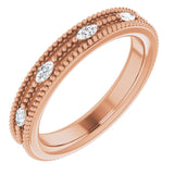 14K Gold Natural Diamond Beaded Band – 1/3 CTW - Rose Gold