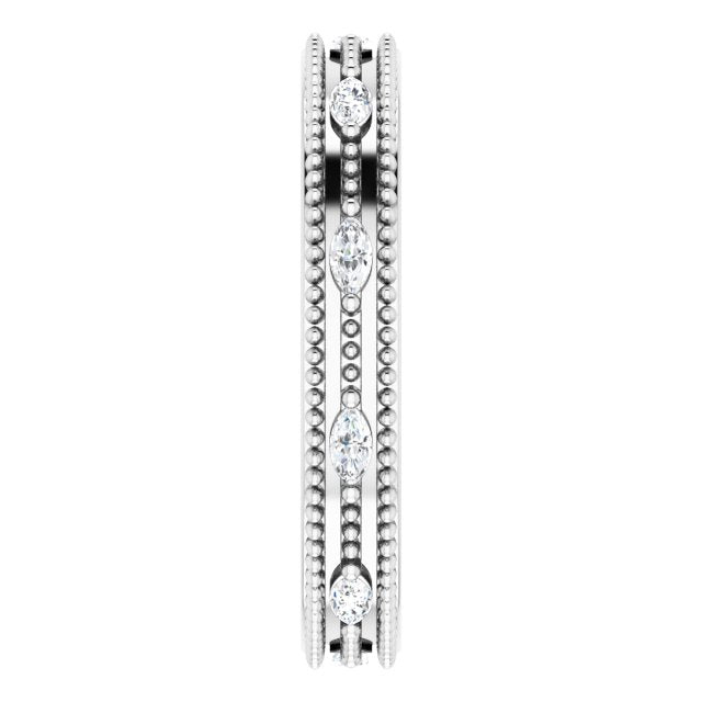 Platinum Natural Diamond Beaded Band – 1/3 CTW - view 4