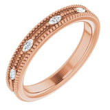 14K Gold Natural Diamond Beaded Band – 1/3 CTW - Rose Gold