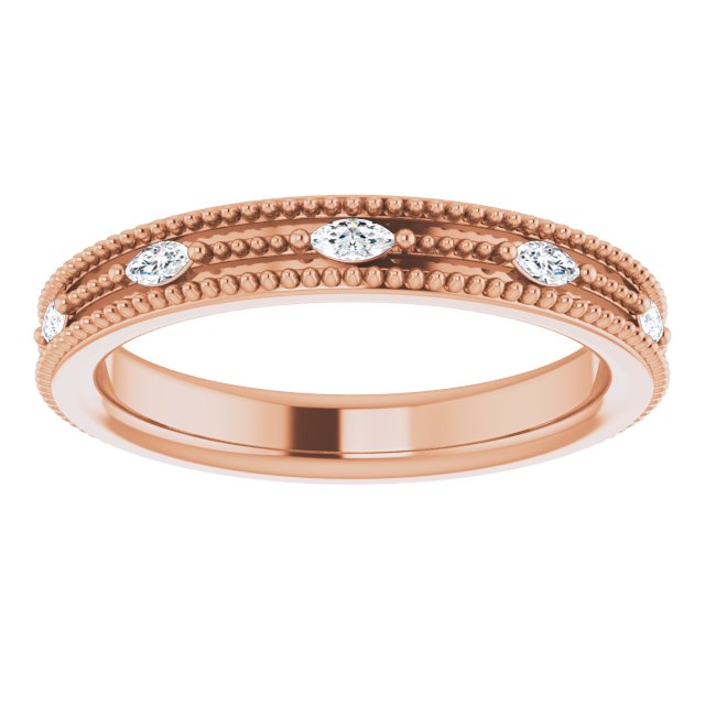 14K Gold Natural Diamond Beaded Band – 1/3 CTW - Rose Gold - view 3