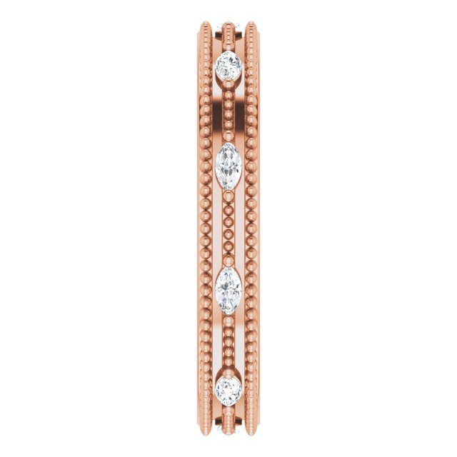 14K Gold Natural Diamond Beaded Band – 1/3 CTW - Rose Gold - view 4