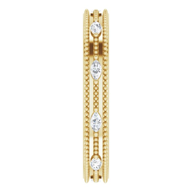 14K Gold Natural Diamond Beaded Band – 1/3 CTW - Yellow Gold - view 4
