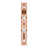 14K Gold Natural Diamond Beaded Band – 1/3 CTW - Rose Gold - view 4