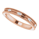 14K Gold Natural Diamond Beaded Band – 1/3 CTW - Rose Gold - view 5