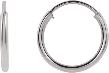 14K Gold Flexible Endless Tube Hoop Earrings - White Gold