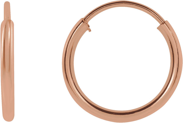 14K Gold Flexible Endless Tube Hoop Earrings - Rose Gold