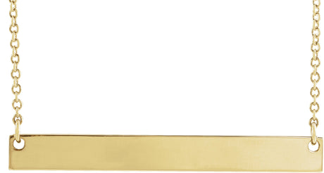14K Gold Engravable Bar Necklace – 26x3.5mm - Yellow Gold