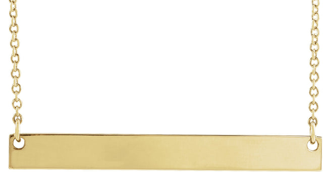 14K Gold Engravable Bar Necklace – 26x3.5mm - Yellow Gold