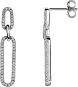 14K Gold Round Natural Diamond Link Accented Earrings - White Gold
