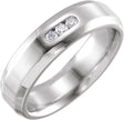 14K Gold Natural Diamond Three-Stone Beveled-Edge Band – 2.2 mm Round - White Gold