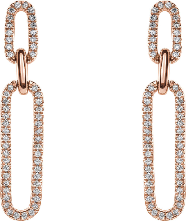 14K Gold Round Natural Diamond Link Accented Earrings - Rose Gold - view 2