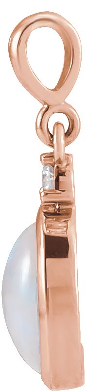 14K Gold Oval Natural Ethiopian Opal & Natural Diamond Cabochon Bezel-Set Necklace or Pendant – 8x6mm - Rose Gold - view 2