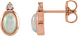 14K Gold Oval Natural Ethiopian Opal & Natural Diamond Cabochon Bezel-Set Earrings - Rose Gold