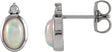 Platinum Oval Natural Ethiopian Opal & Natural Diamond Cabochon Bezel-Set Earrings
