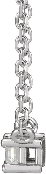 Platinum Straight Baguette Natural Diamond Solitaire Necklace - view 2