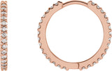 14K Gold Round Natural Diamond Accented Huggie Earrings II - Rose Gold